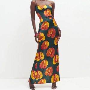Reformation Frankie Silk Dress Daiquiri